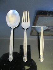 Vintage Scandinavian Danish Modern Sterling Childs Baby Spoon Fork Food Pusher M
