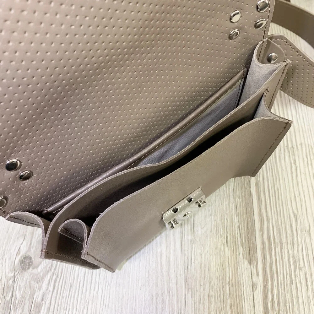 COACH Borsa donna a tracolla VERA pelle beige borsetta marrone chiaro tracolla