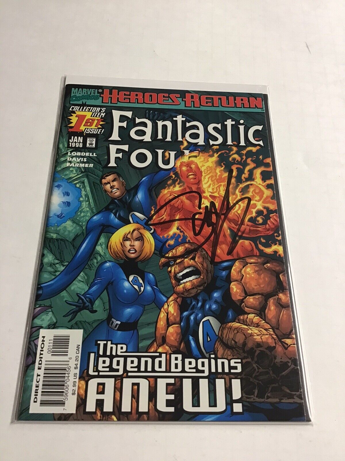 Fantastic Four #1 ~ SIGNED BY SCOTT LOBDELL ~ (Jan 1998 Marvel) Heroes Return