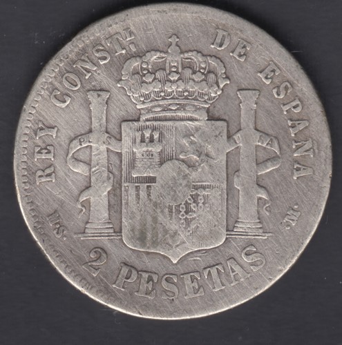 ESPAÑA MONEDA 2 PESETAS ALFONSO XII 1881 MSM PLATA - Imagen 2 de 2