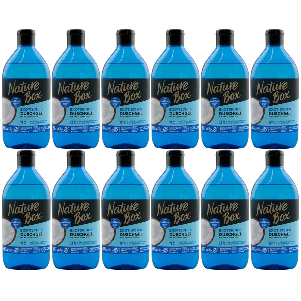 Nature Box Duschgel mit KOKOSNUSS ÖL 12 x 385ml Vegan frei von Parabenen - Bild 1 von 1