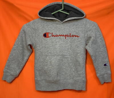 Boys Grey CHAMPION Hoodie Shirt Size Sweatshirt Rare RED