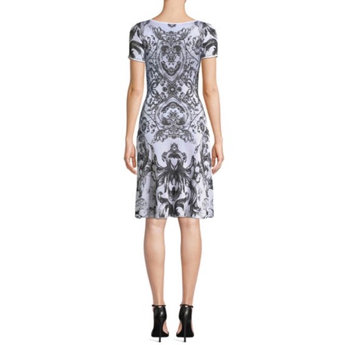 Naeem Khan Cocktail Dress Damask Print Cap Sleeve - Picture 2 of 6