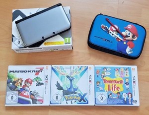 Nintendo 3ds Xl Grau 3 Spiele Pokemon Mario Tomodachi Hardcase Sd Card 4 Gb Top Ebay