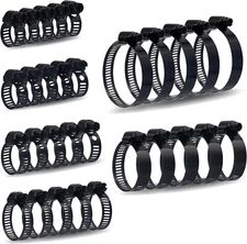 30Pcs Black Hose Clamps 6-51Mm(1/4"-2") Adjustable Range 304 Stainless Steel Wor