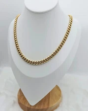 Gold 7mm Curb Chain For Men, 14k Heavy plated Gold, No Fade, Waterproof