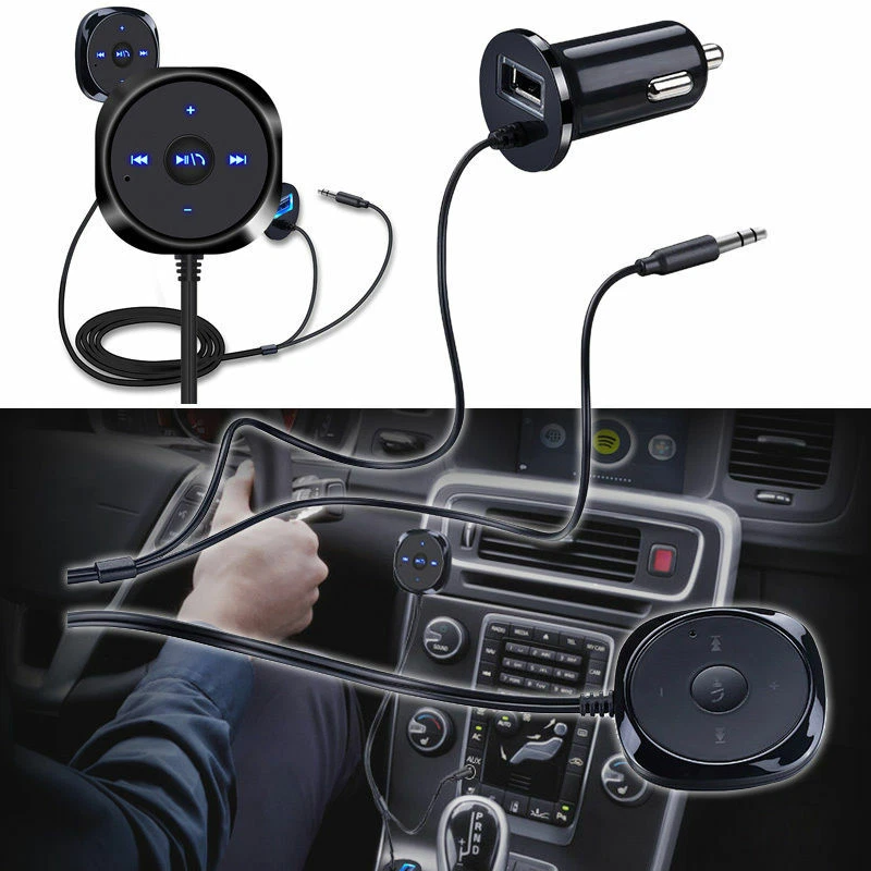 3.5mm Car AUX Bluetooth Wireless Stereo Audio Music Receiver Adapter USB Charger - Image 2 of 4