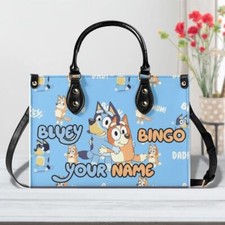 Personalized Bluey Bingo Luxury Women PU Leather Handbag, Natural Material,