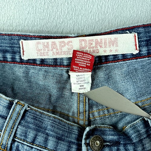 Pantalones de mezclilla para hombre Chaps etiqueta azul talla 36x30 pierna recta calce regular - Imagen 8 de 12