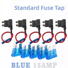 5 Sets Fuse TAP ADAPTER KIT 12V 15 Amp Car Add-a-circuit Standard ATM APM Blade