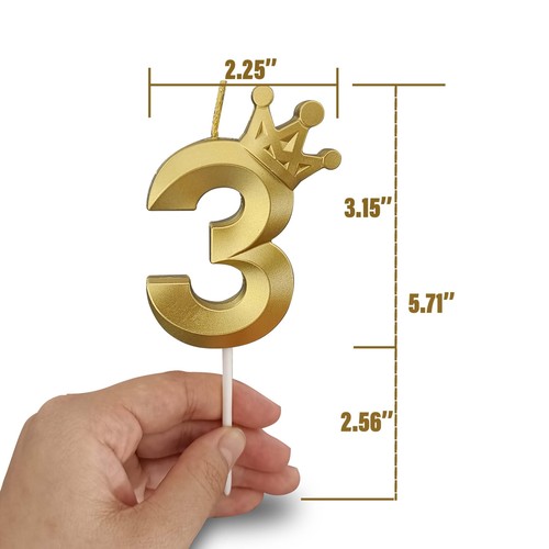 The Number 3 Gold Birthday Candles For Cake Is Beautiful Number Candles For 3rd - Picture 2 of 6