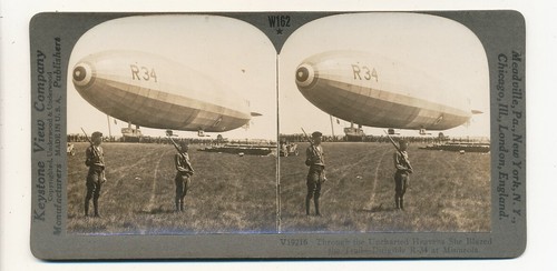 Dirigible R-34 at Mineola Stereo View WWI Keystone SV Zeppelin Luftschiff - Bild 1 von 2