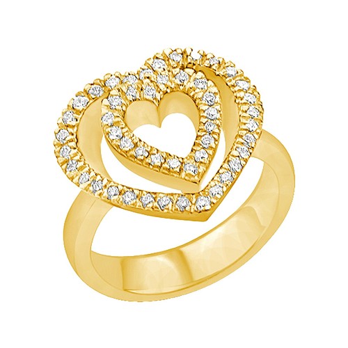 chinese dress ladies Ladies Ring 9ct (375, 9K) Real Yellow Gold Diamond Chip Dress Ring – Aurecx main image 0
