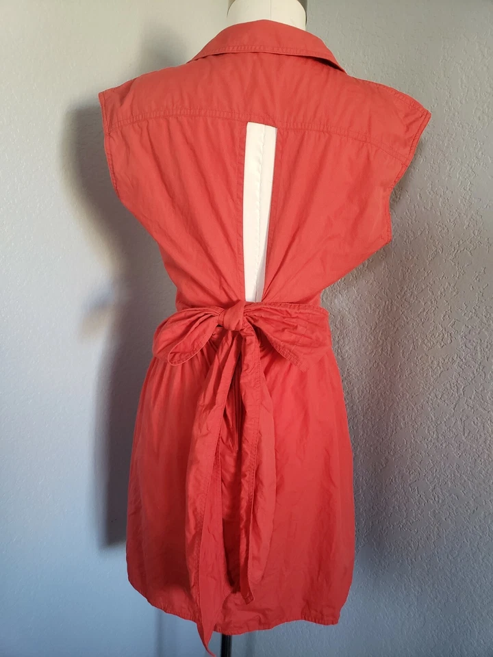 Camisa Mani Coral Acampanada Popelina Vestido Con Espalda Abierta Talla 44 Reelaborada. PLS VER Foto 2 de 4