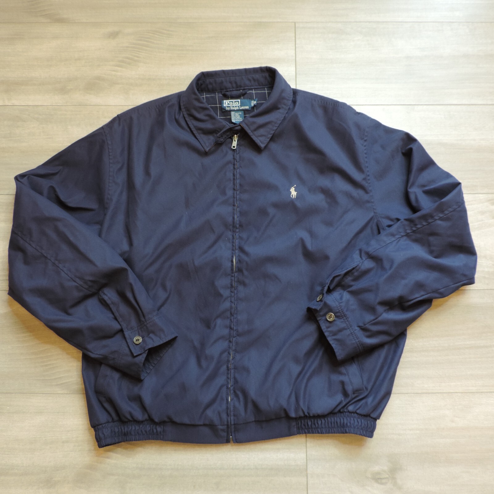 PONY Giacca Polo Ralph Lauren uomo vintage anni 90 foderata a quadri full zip blu navy taglia XL