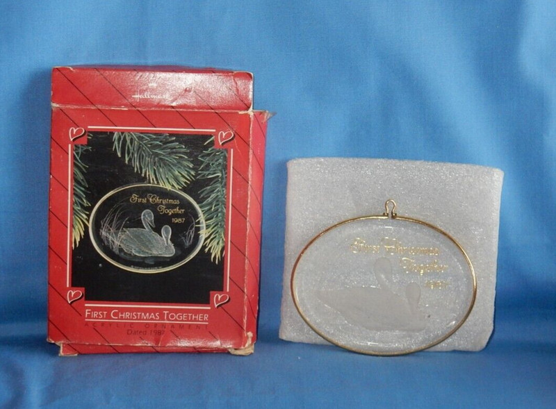 Hallmark 1987 First Christmas Together Swans Ducks Acrylic Ornament in Box