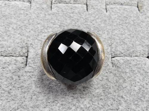 GRANDMA GRABE'S BEAUTIFUL VINTAGE 925 STERLING SILVER ONYX 12.78G RING SIZE 5.5