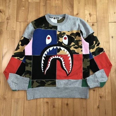 BAPE Crazy Patchwork Shark Sweat shirt A Bathing Ape Size S