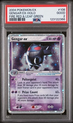 2004 POKEMON EX FIRE RED & LEAF GREEN #108 GENGAR EX-HOLO PSA 2