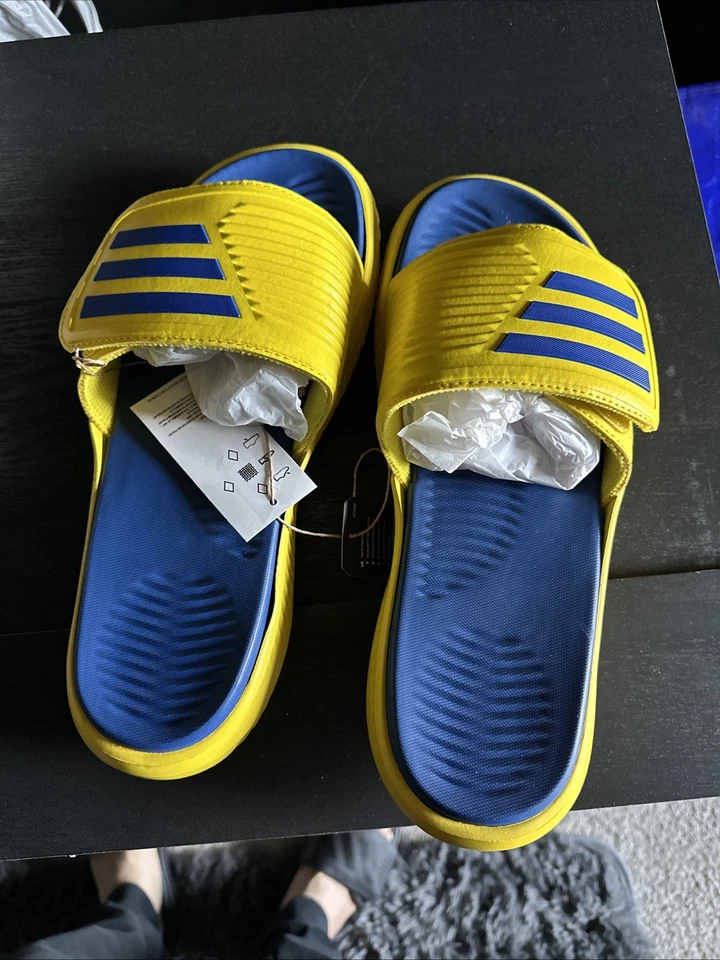 Adidas Alpharesponse 2.0 Amarillo/Azul Real Slide JI4109 Talla 9 Nuevo En Caja Foto 4 de 4