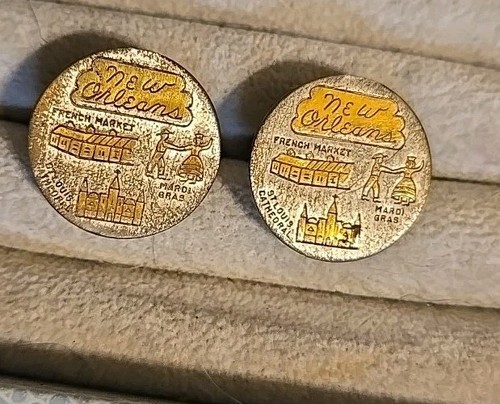 Vtg MCM Souvenir New Orleans Cufflinks - Picture 2 of 5