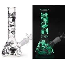 7.8" Aliens Fluorescent Glass Bong Glass Water Pipe Smoking Tobacco Beaker 14MM