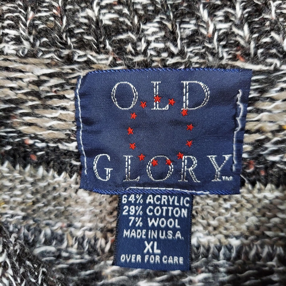 Suéter Old Glory Para Hombres XL Beige Gris Negro Mezcla de Lana Tejido Cuello Redondo Patrón EE. UU. Foto 3 de 4