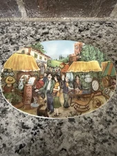 11" Decorative Porcelain Plate | Effetti d'Arte - Italy | Italian Market scene