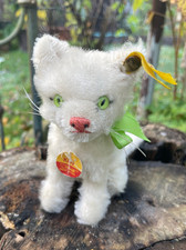 antike seltene Steiff Katze Kitty Mohair weiß nur 1 Jahr hergestellt mit KSund F