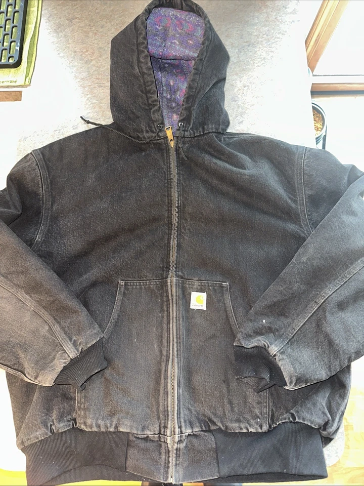 Chaqueta Activa Forrada Azteca Denim Vintage Carhartt jb6865 Doble Negra Talla XXL Foto 2 de 4
