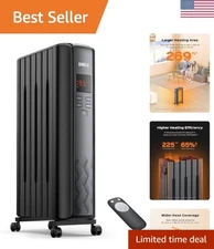 Energy-Efficient Oil Heater - Digital Thermostat & Tip-Over Safety Features
