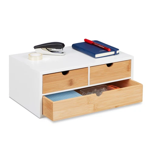 Bureau organizer 3 lades Bamboe Desk organizer Kantoor organizer Houten ladekast