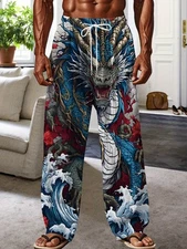 Soft to the touch Men's 3D printed all-season breathable quick-drying pajama