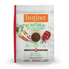 Instinct Be Natural 25lb Beef Barley Dry Dog Food USA Raised Real Meat