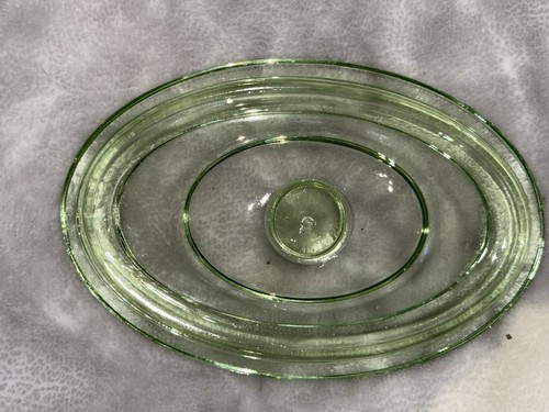 Vintage Anchor Hocking Uranium Green Depression Glass Oval with Lid 6x4” - Picture 3 of 7