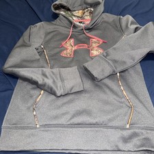 Under Armour Storm Hoodie Pullover Camo Logo Gray Pink Womens Medium