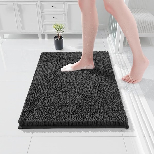 Badematte Chenille Dunkelgrau 40X60 Cm Rutschfest Waschbar SaugfäHig-image