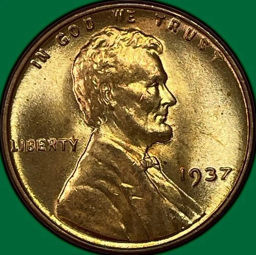 1937 Lincoln Wheat Cent Brilliant Uncirculated BU Coin #37665