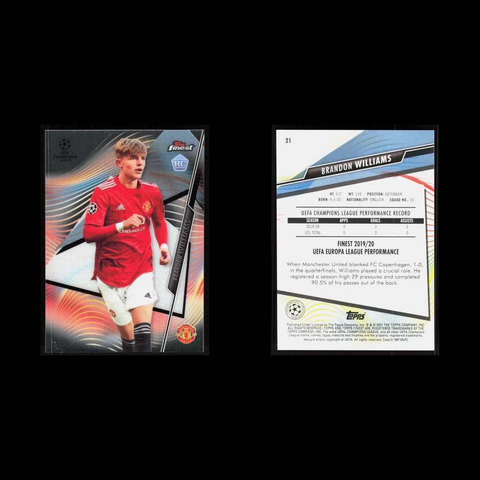 Brandon Williams Rookie #21 2020 Finest UEFA Champions League Manchester United - Image 3 of 3