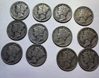 Mercury Dime Lot of 12 - 90% Silver - 1941-1945
