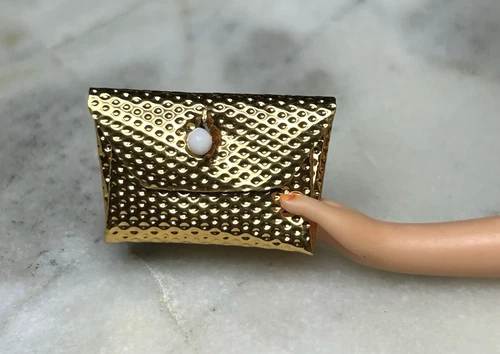 Vintage *Barbie* Accessory: 60's Purse~ Mini Clone Gold Dimple Clutch