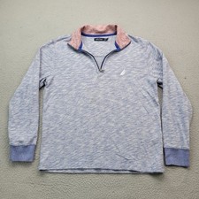 Nautica 1/4 Zip Sweatshirt Mens Medium Heather Logo Embroidery Pullover
