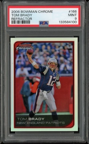PSA 9 MINT TOM BRADY 2006 TOPPS BOWMAN CHROME REFRACTOR #166