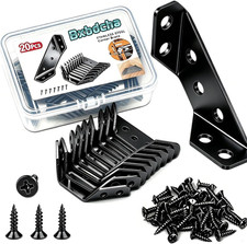 20PCS Corner Braces for Wood - Black Stainless Steel Corner Brackets, Universal