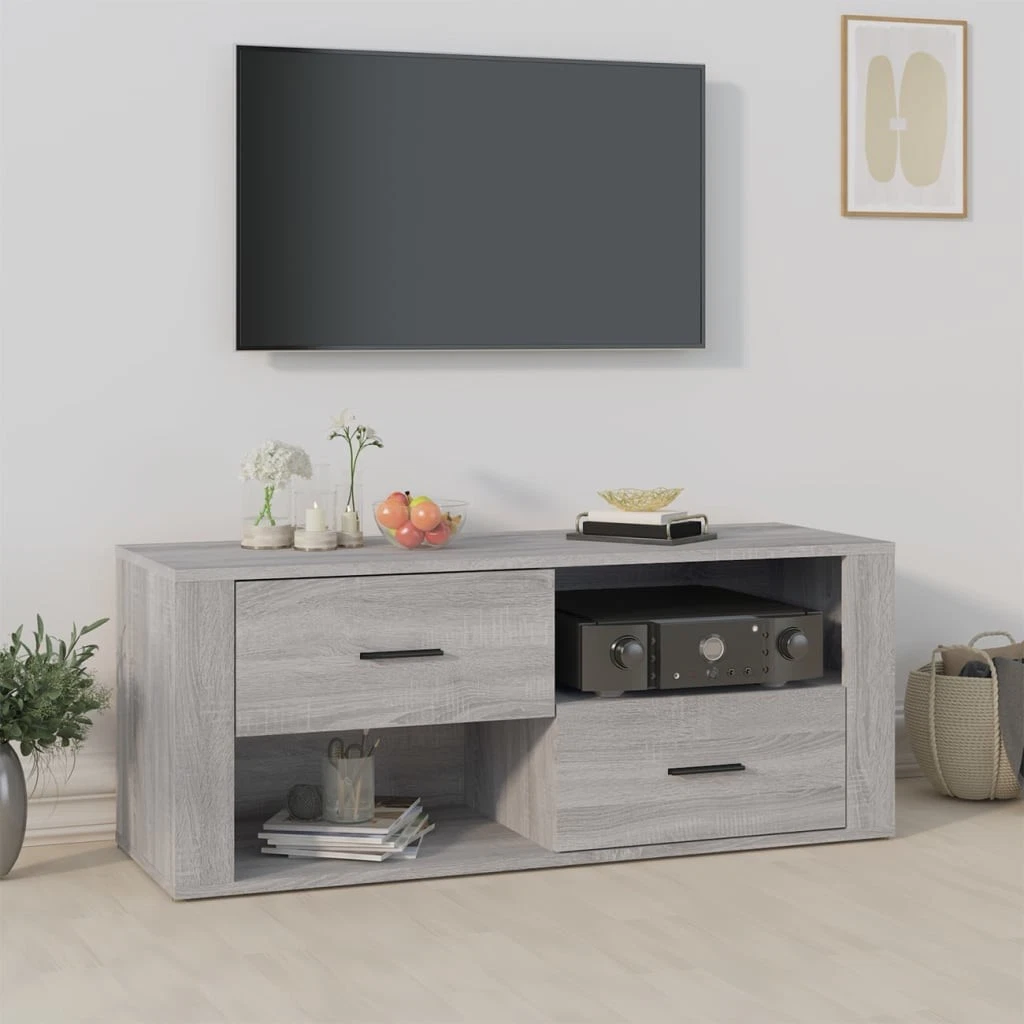Tidyard Mobile Porta TV Nero 102x36x50 cm in Legno Multistrato,Mobile TV Moderno,Porta TV Moderno,Mobiletto TV,Mobile TV Soggiorno,Consolle TV Design,3 Scomparti e 3 cassetti