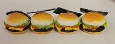 4 ct Christmas Shoppe Cheeseburger Ornaments Holiday Lot Food Hamburger Resin