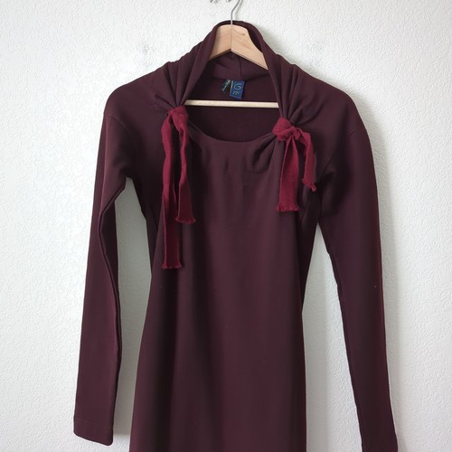 Vestido para mujer Gigli grande granate ajustado midi jersey tejido polar ceñido al cuerpo Italia - Imagen 7 de 8