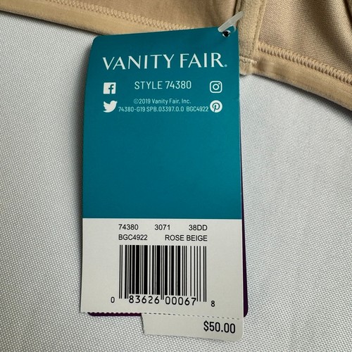 Vanity Fair Strapless Bra Size 38DD Beige - Picture 8 of 9