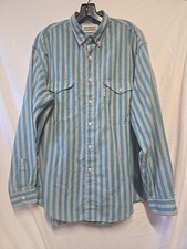 Levi s Vintage Button Up Shirt Silver Label Men's Large Gray with Gray Stripes