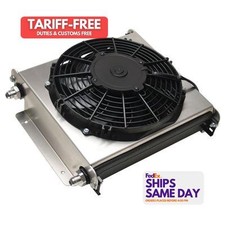 Derale DER15870 Plate Type Aluminum Fluid Cooler and Fan Universal Performance
